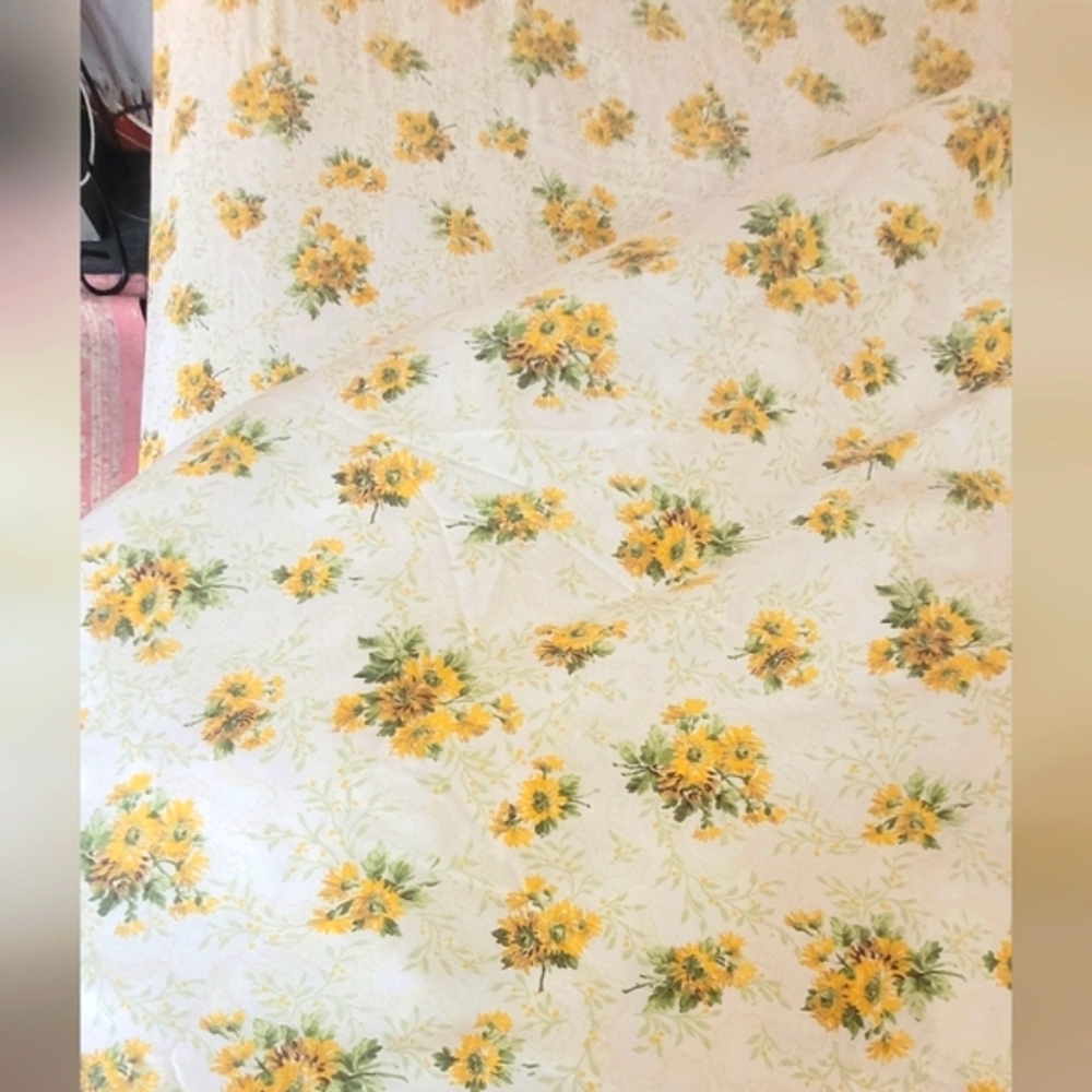 Vintage DBL Sz 3pc Bedding Set. Sunflowers Motif, Sears, 50/50 Blend - Picture 11 of 15